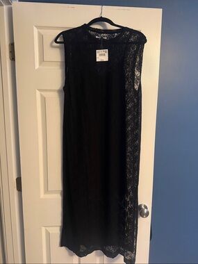 American Eagle Outfitters Black Lace Midi Dress